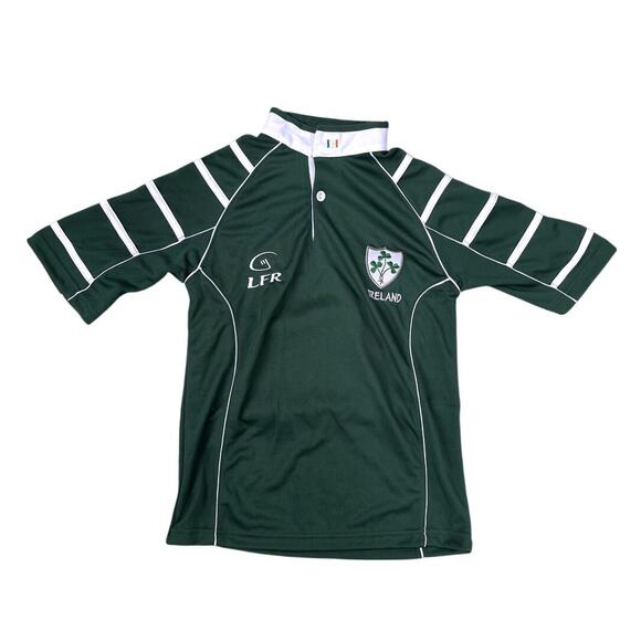 Ireland Rugby Jersey Polo Shirt Green White LFR Lansdowne Crest Youth 9-11 - Picture 1 of 6